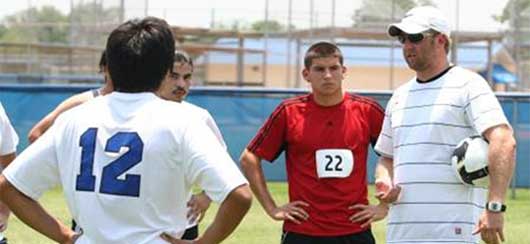 UHV soccer coach Adrian Rigby, right, will host a soccer camp in August.